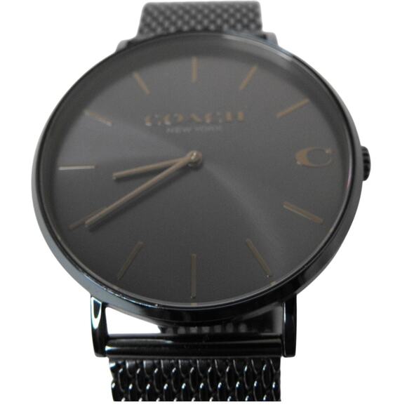 Coach Charles Black Mesh Watch 41mm Minimalist Unisex Quartz - Picture 1 of 14